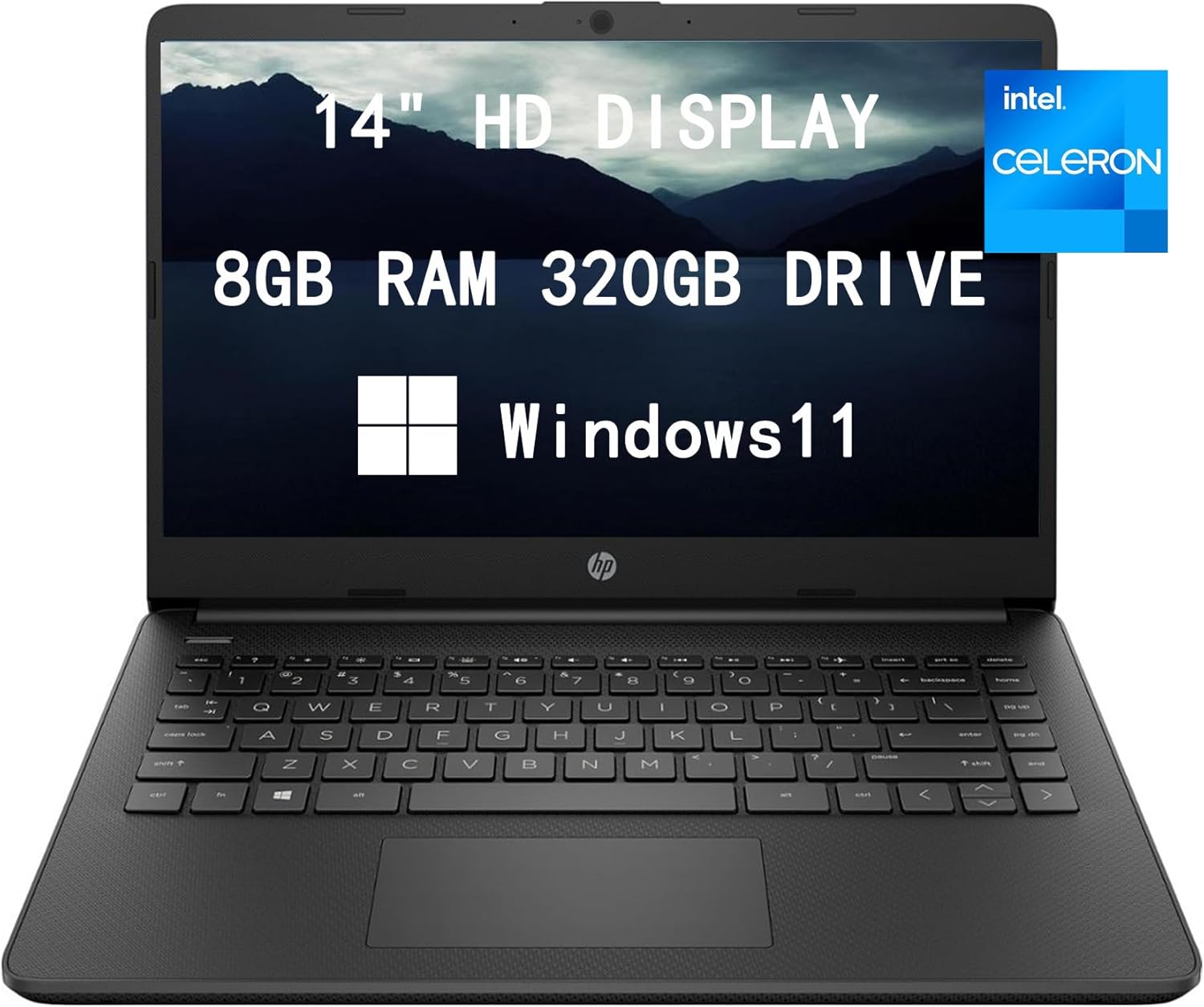 HP 2023 Newest Upgraded Laptops for College Student & Business, 14'' HD Computer, Intel Celeron N4120 Quad-Core, 8GB RAM, 320GB(64GB SSD+256GB Card) Fast Charge, Windows 11, Black (14-dq0051dx)
