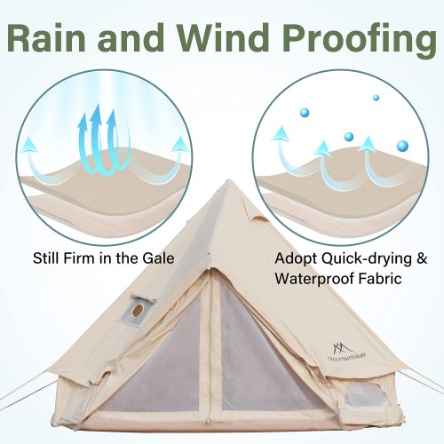 4-5 Person Mongolian Tent, Glamping Tent with Cool Ventilation Mosquito Net Doors & Windows, Outdoor Waterproof Oxford Yurt Tent/Dome Tent for Family Camping Party, 11''x118''x98''