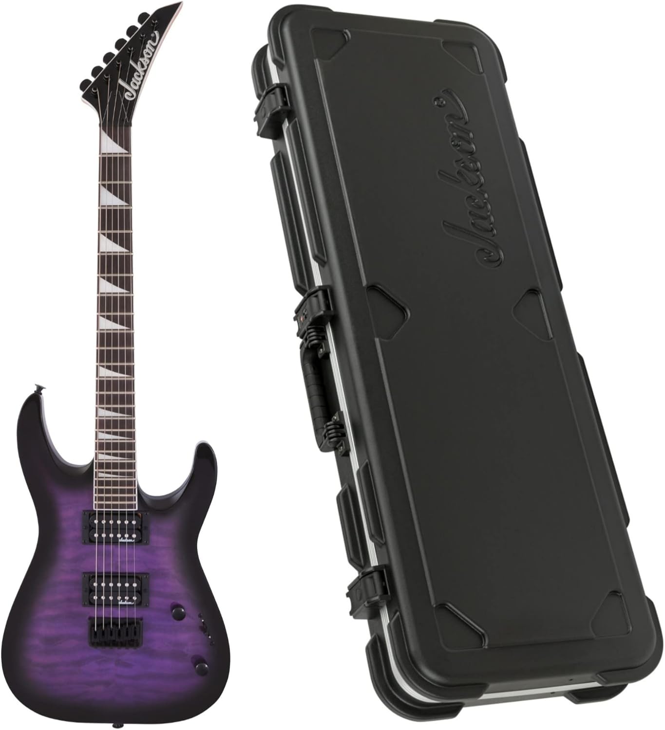 Jackson JS Series Dinky Arch Top JS32Q DKA HT Guitar (Transparent Purple Burst) Bundle with Jackson Dinky Molded Case (2 Items)