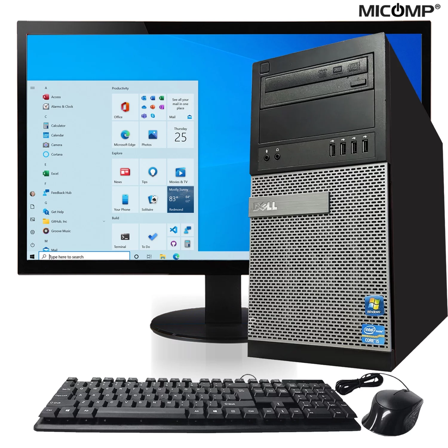 Dell 7010 Tower Computer Core I5-3470 (3.2 GHz) 16GB 512GB SSD DVRW WiFi Windows 10 Professional, includes 22