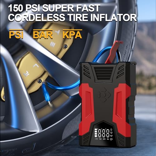 Portable Car Jump Starter Battery Pack with Jumper Cables and Carring Box, 3000A 12V 37000mWh Car Battery Charger with Battery Protection Device for 6.0L Gasoline and 3.0L Diesel Engines (29600mWh)