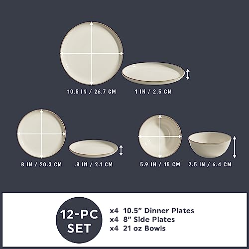 Corelle Stoneware 16-Pc Dinnerware Set, Handcrafted Artisanal Double Bead Plates, Meal Bowls, Bowls and Tumblers, Solid and Reactive Glazes, Dining Plate Set, Navy