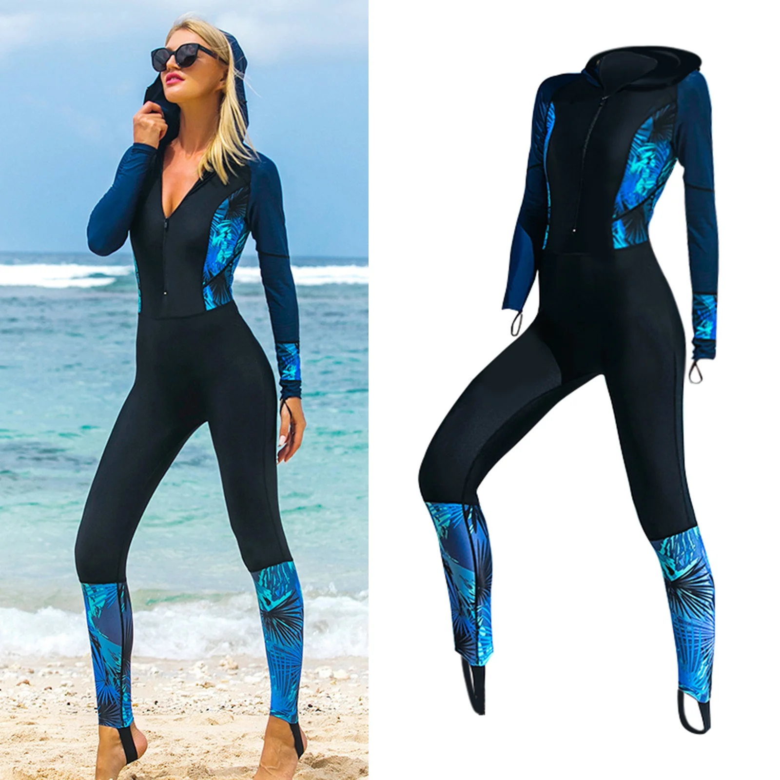 Wetsuit Full Body Diving Suit Front Zip for Diving Swimming XL