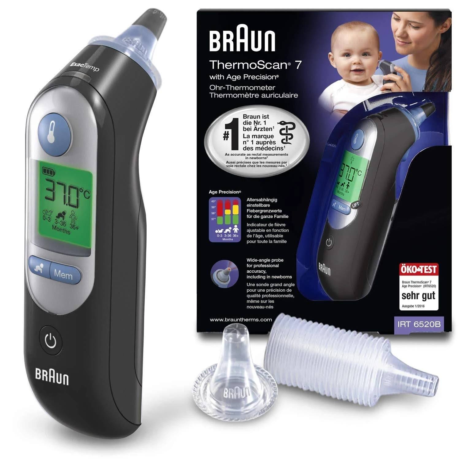 Braun ThermoScan 7 Ear Thermometer with Age Precision - Black Edition