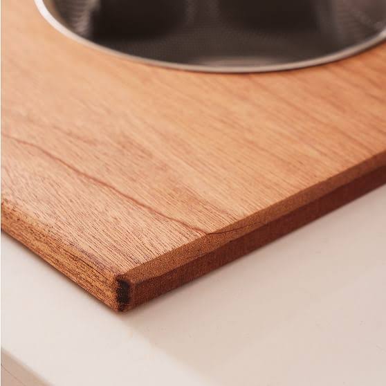 Over-The-Sink Cutting Board with Mesh Basket, Mahogany, 36x22