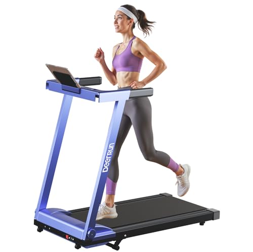 DeerRun Treadmills for Home with Incline and Handles, 3.5 HP Foldable Treadmill 350 LBS Weight Capacity for Small Spaces, Folding Running Machine with Smart APP