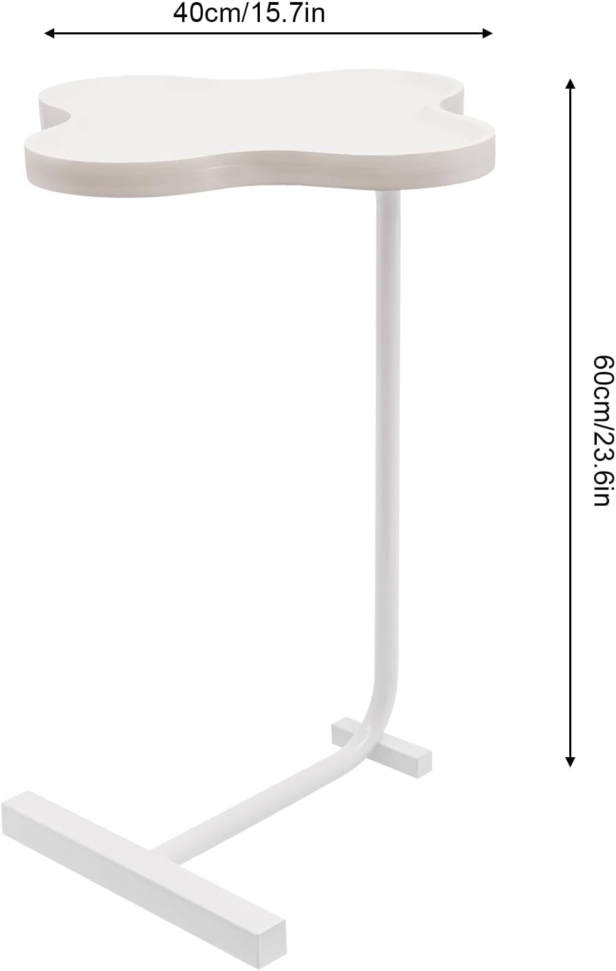 C Shaped Side Table, Modern End Table Narrow Round Bed Sofa Couch Coffee Dinner Table with Curved Desktop, Small Side Table for Living Room, Bedroom, Bathroom (15.7 * 23.6 in)