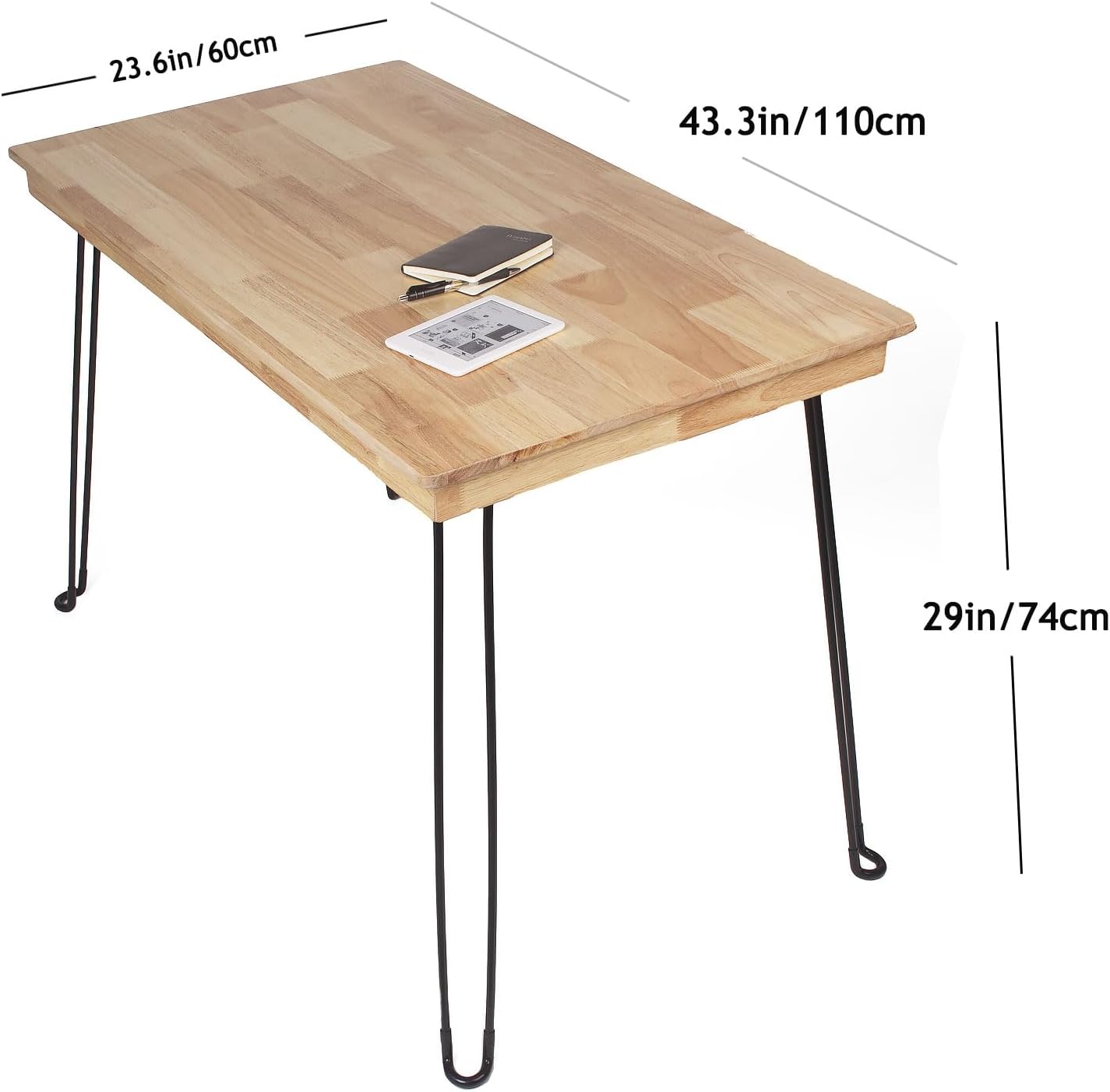 Wooden Folding Table Portable Folding Wood Desk 43in Fold-Down Workbench No Assembly Required for Home Office Writing Reading Desk Puzzle Table Small Computer Desk