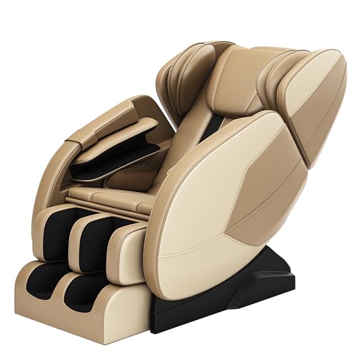 2024 Massage Chair, Full Body Zero Gravity with Shiatsu Massage Roller, 6 Auto Massage Mode, Heater, Foot Massage, Bluetooth, Khaki