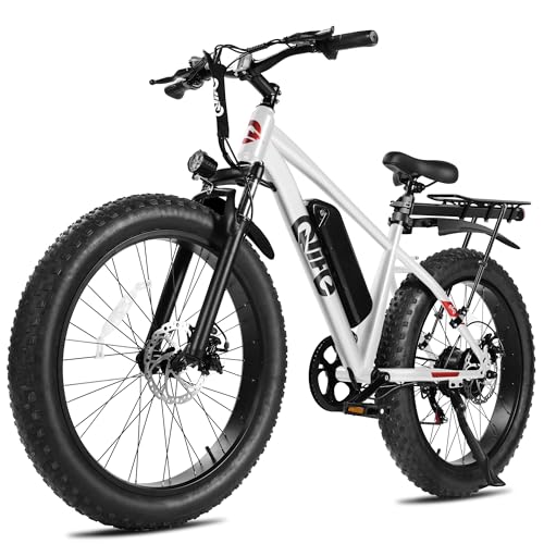 Racer Plus Adult Electric Bicycle, Peak 1000W Motor Electric Bike for Adults, Up to 28MPH 65Miles, 26x4.0 Fat Tire Electric Mountain Bike with 48V 13AH Battery, 7 Speed Front Suspension E Bike