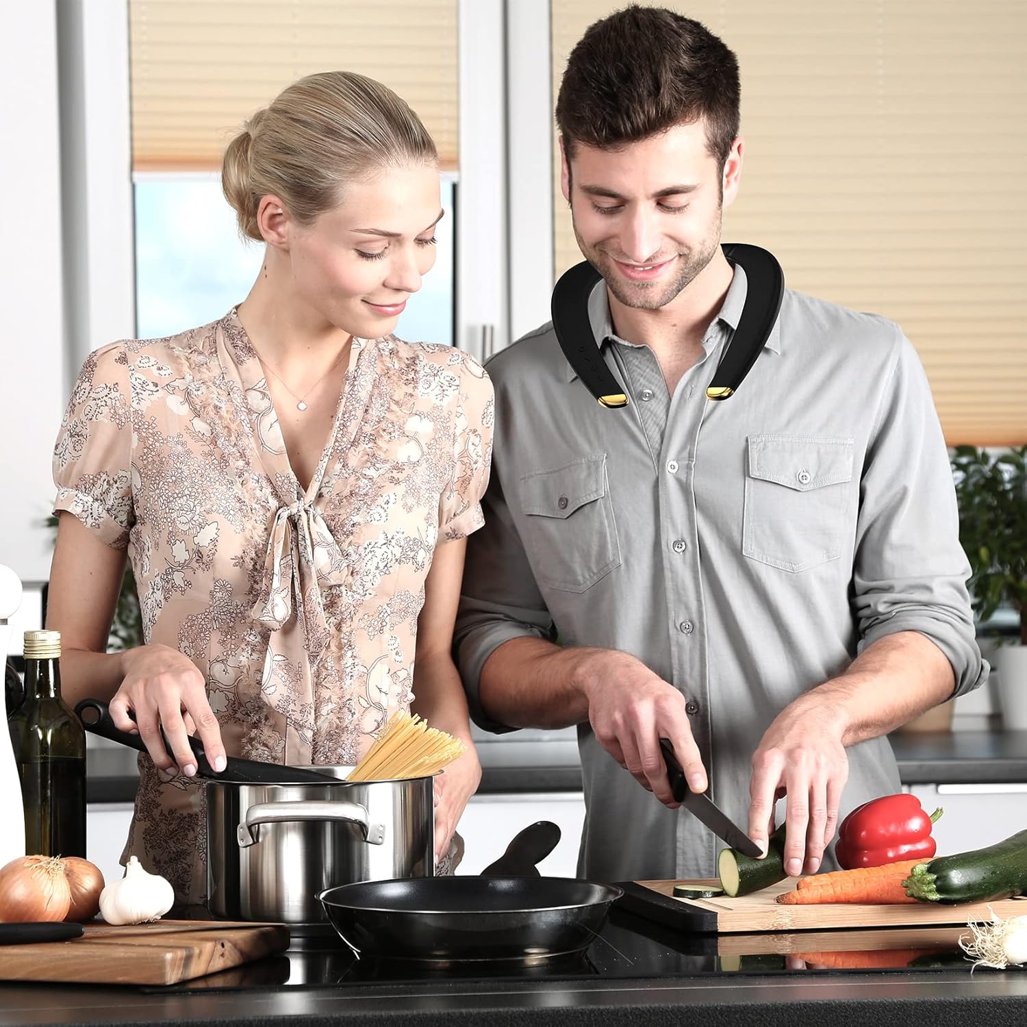 Monster Neckband Bluetooth Speakers, Wireless Wearable Speaker Ipx5 Waterproof, Bluetooth 5.0,Qualcomm Chip,True 3D Stereo Sound Around The Neck Speaker, 15H Long Playtime, Black