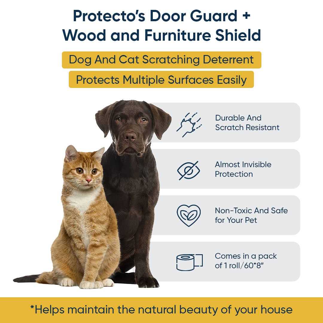 PROTECTO Pet Scratch Protector W/ Custom Cut Knife Door Guard + Wood & Furniture Shield For Dog & Cat Scratching Deterrent - Pet Supplies online store