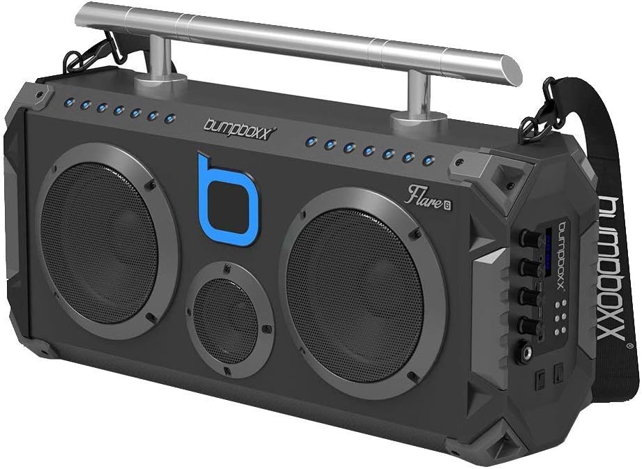 Bumpboxx Bluetooth Boombox Flare6 Black Graffiti BBG | Retro Boombox with Bluetooth Speaker | Rechargeable Bluetooth Speaker