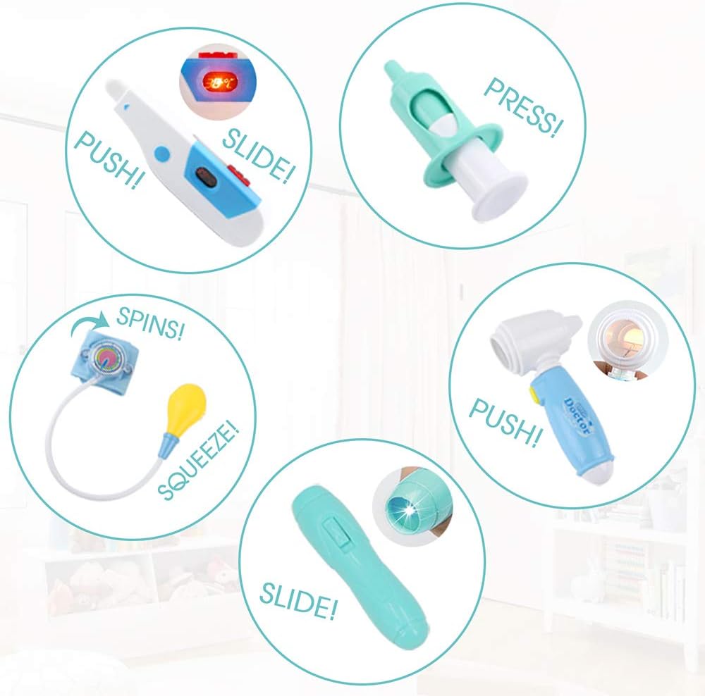 MCFANCE Toy Doctor Kits 48Pcs Pretend Play Doctor Kit Toys Stethoscope Medical Kit Imagination Play for Kids 3 Years