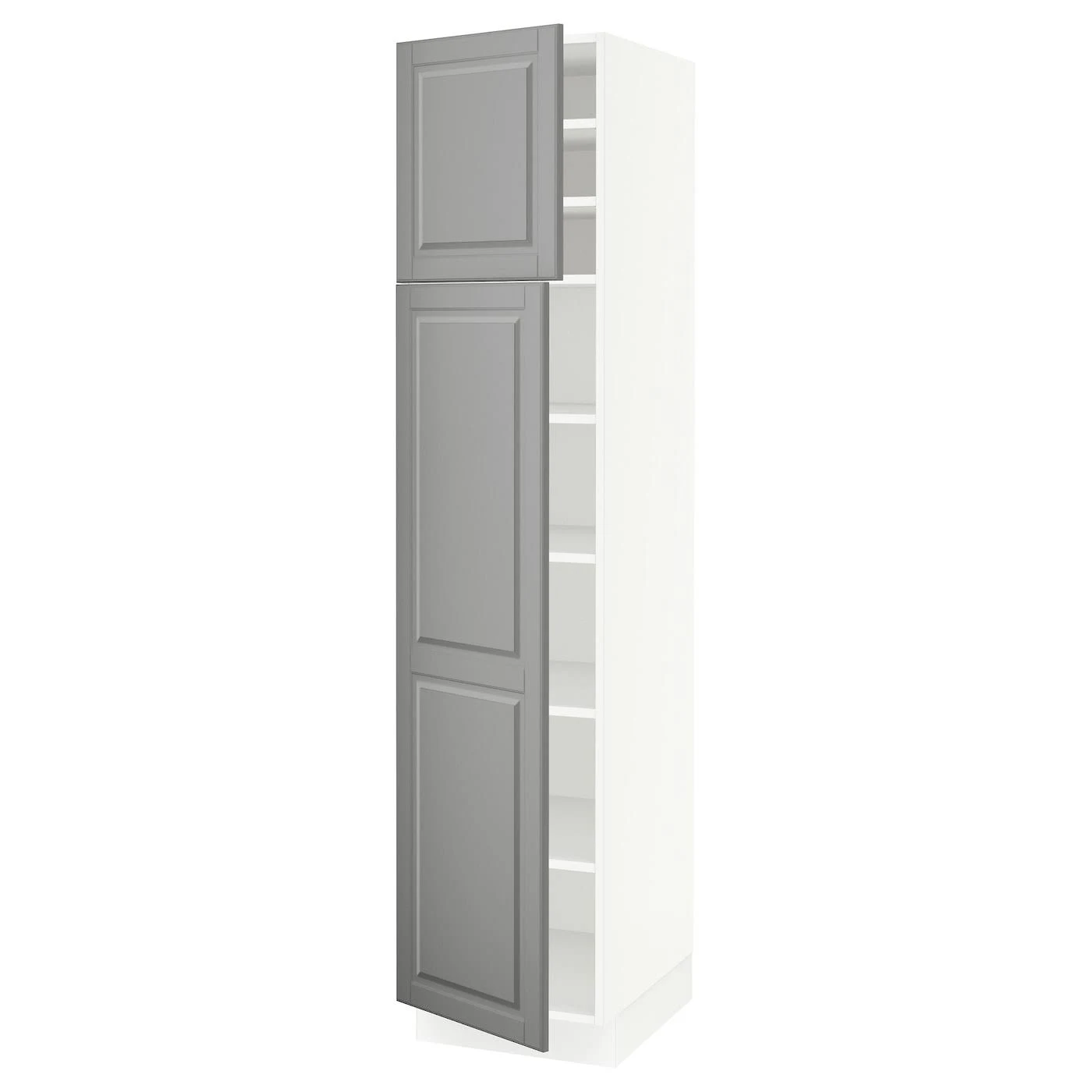 IKEA - SEKTION High Cabinet with shelves/2 Doors, white/Bodbyn Gray, 18x24x80 89354413