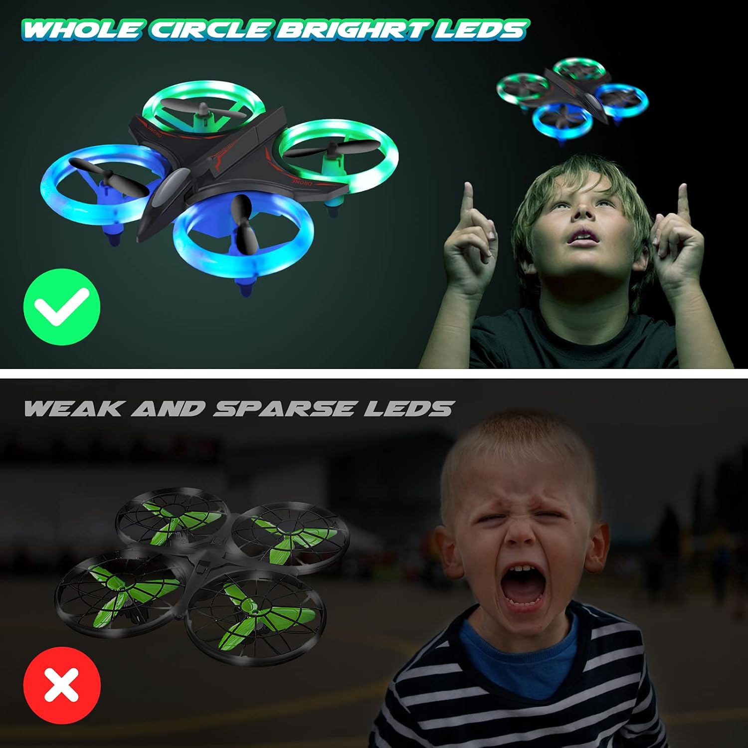 Mini Drone for Kids, LED RC Drone, Remote Control RC Quadcopter, with 360° 3D Eversion and Throwing Flight Function, Gift/Toys for Boys & Girls