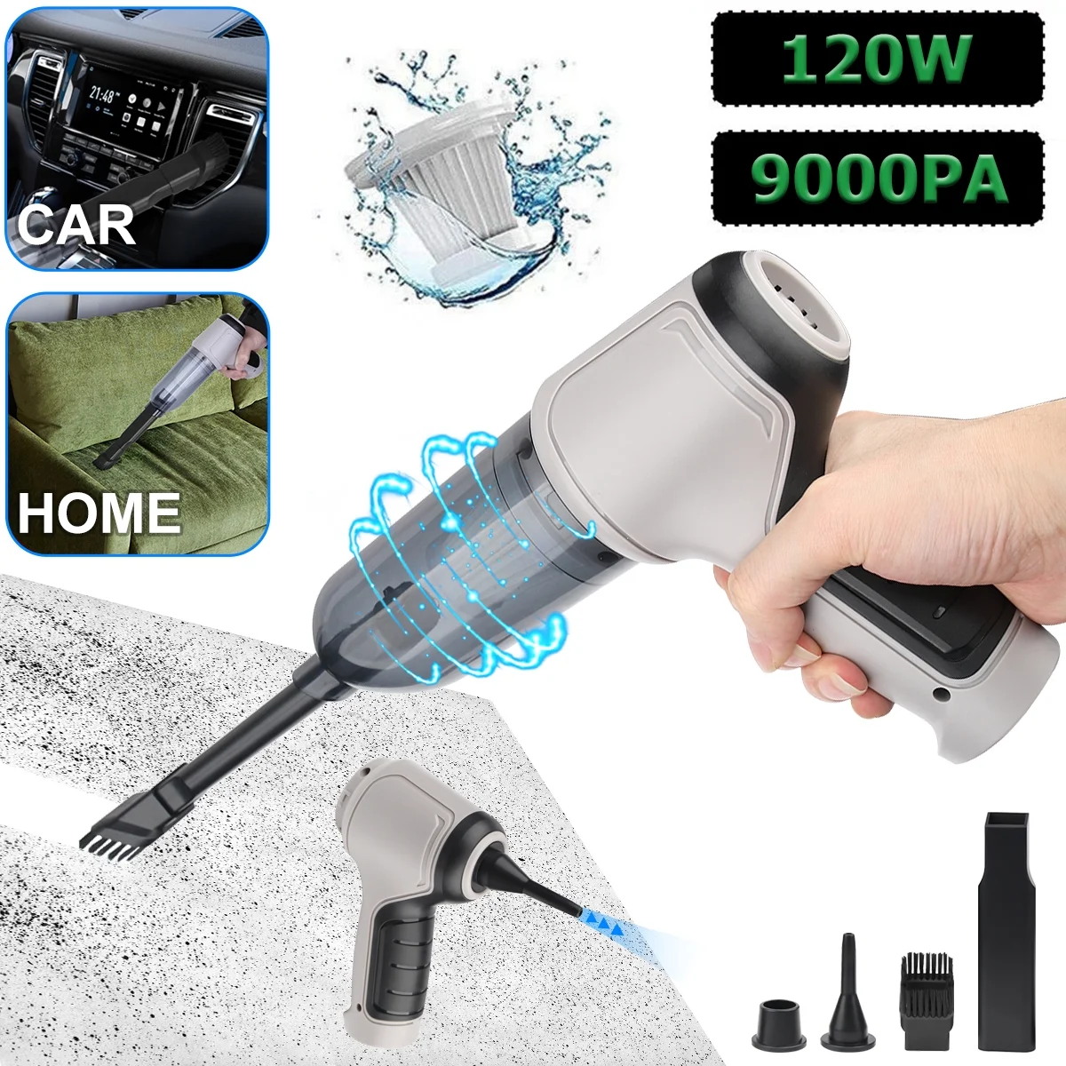 4 In 1 Handheld Wireless Car Vacuum Cleaner Household 9000Pa Strong Suction Mini Cleaner Portable Desktop Keyboard Wireless Rechargable Strong Suction Mini Cleaner Blower