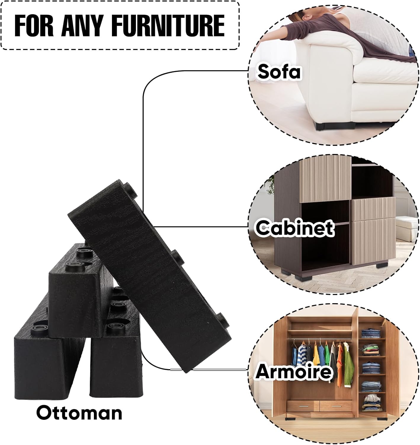 Set of 16 Furniture Legs Kit, 4.7 Inch Modern Furniture DIY Risers Coach Bun Feet Chair Legs Replacement Sofa Legs with Screws for Furniture Heavy Duty Sofas Armchair Tables Bed Risers