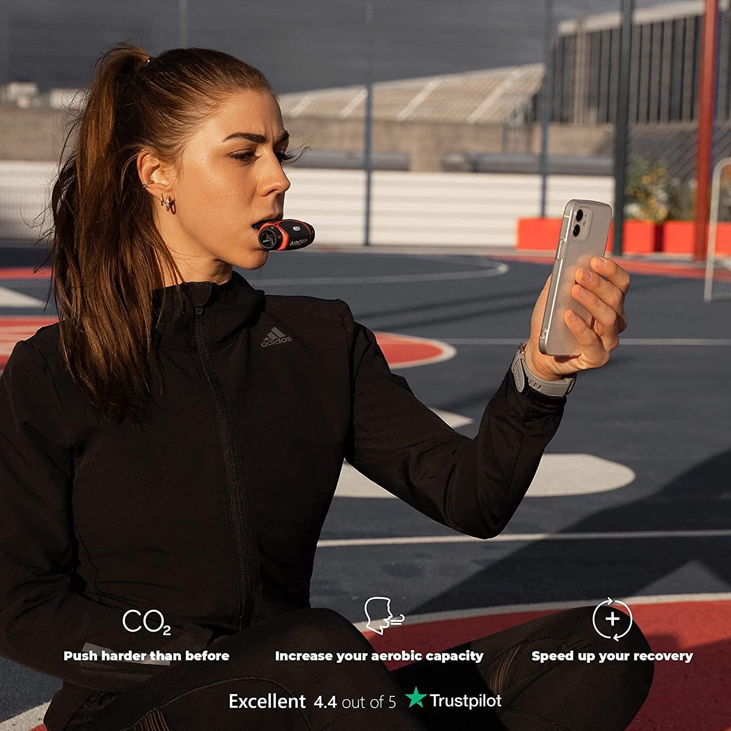 Airofit Pro Breathing Exercise Device + Guided Smart Breathing Trainer | Muscle Trainer for Enhanced Lung Capacity, Physical Performance & General Well-Being | Excellent for Athletes & Everyday People