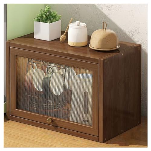 Rustic Mini Countertop Cabinet for Countertop,Kitchen Storage Cabinet Organizer Shelf with Door,Wood Kitchen Pantry Box with Drawer,Dining Mini Cupboard,A