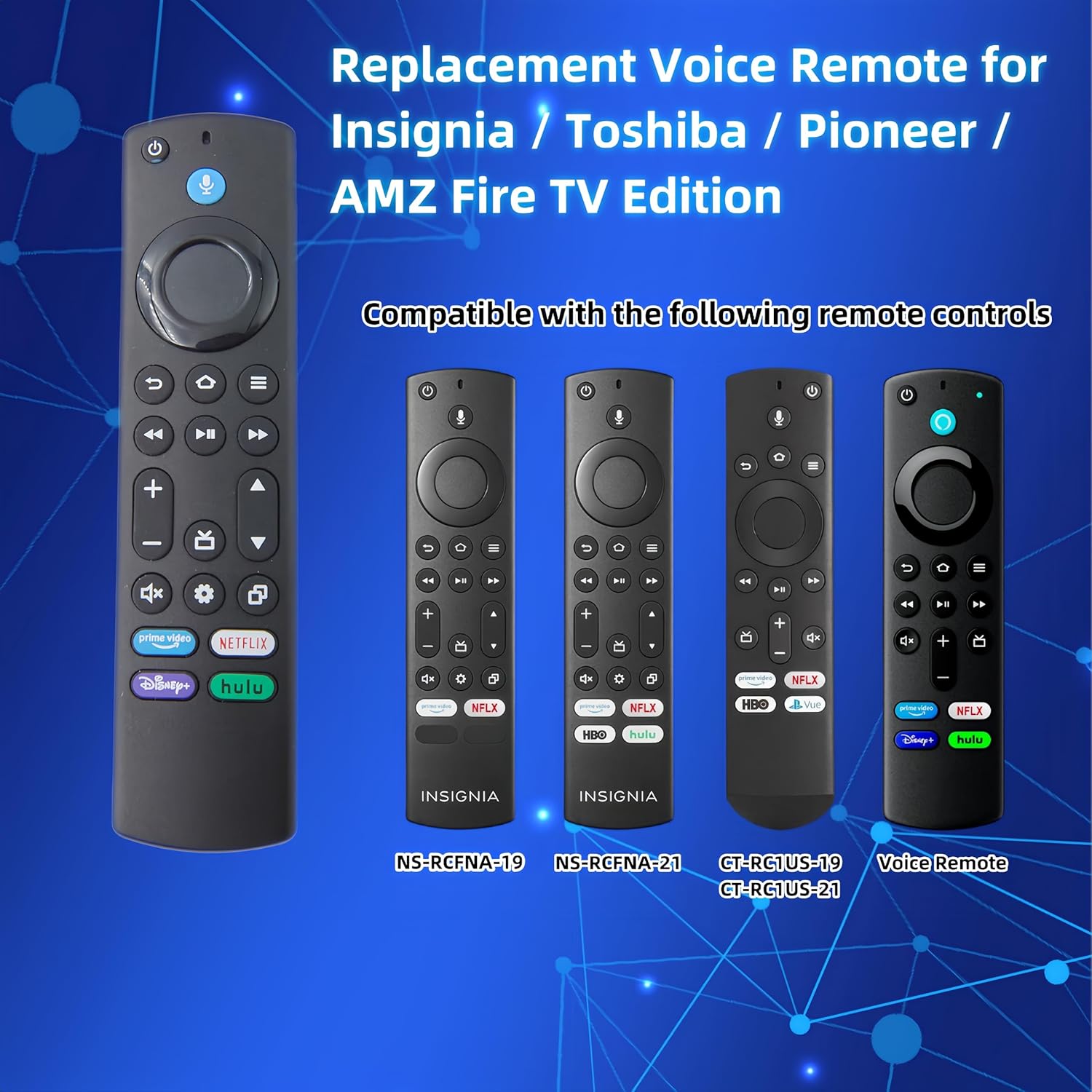Voice Remote Control for AMZ/Insignia/Toshiba All Fire Series with 4 Shortcuts, Suitable for Fire Stick 2nd Generation, 3rd Generation, and Toshiba Smart TVs