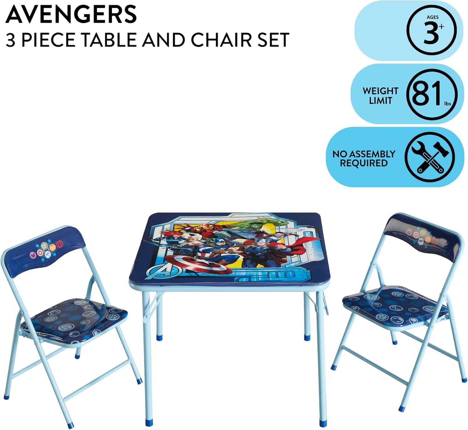 Idea Nuova Avengers 3 Piece Table and Chair Set