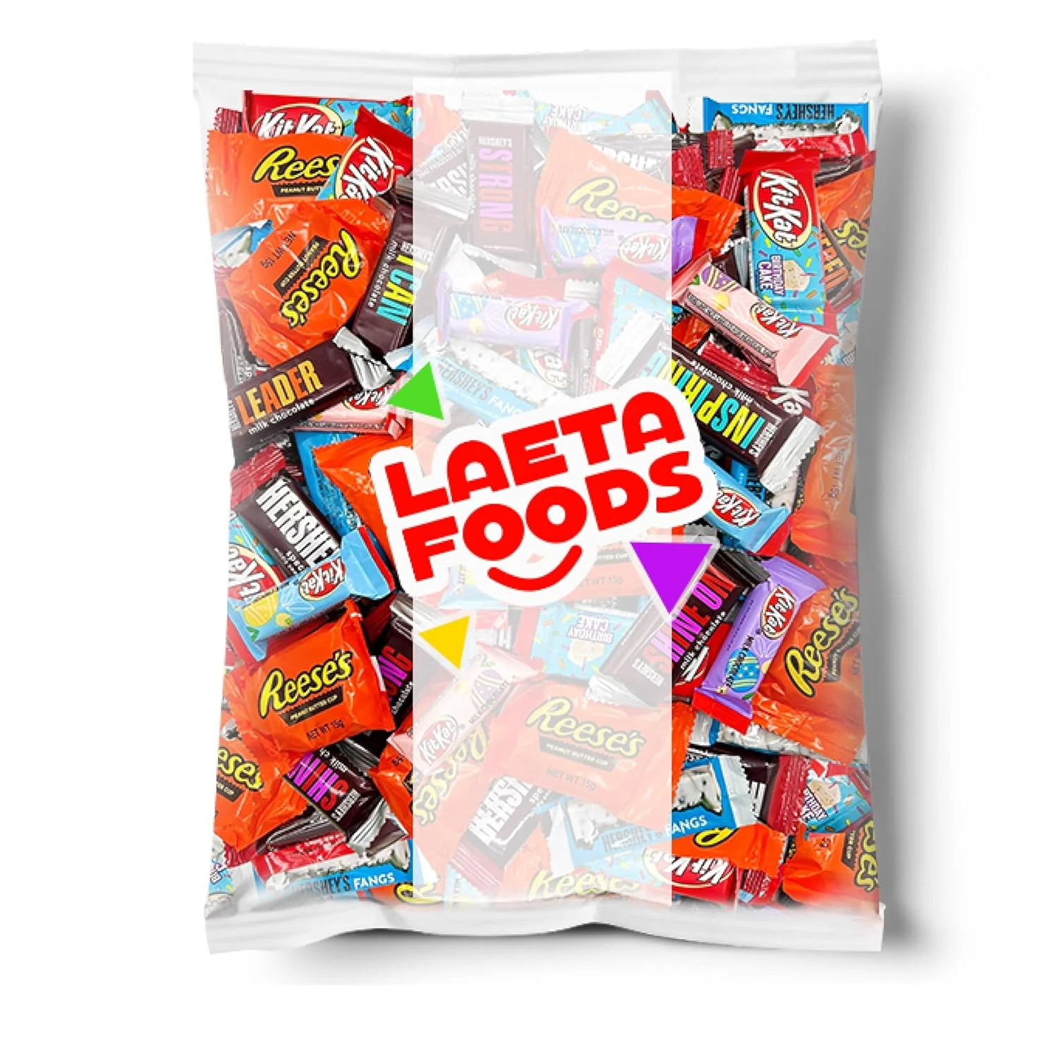 Famous Brands' Chocolate Bars Assortment - HERSHEY’S, KITKAT, REESEScups (3 Pound Bag - Approx. 90 Count)