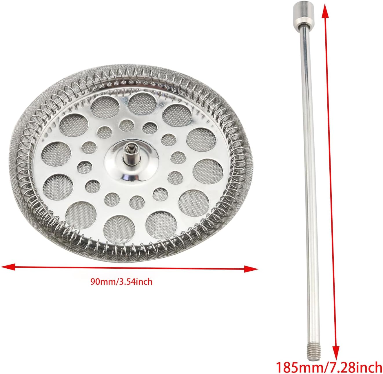 1 Set Stainless Steel Tea Plunger French Press Parts 800L Stainless Steel 34oz French Press Filter Replacement Parts Tea Pot Filter Coffee Tea Leaf Mesh