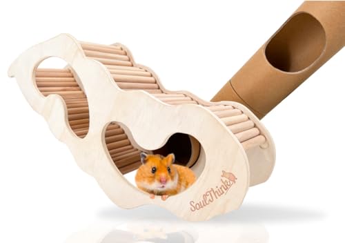 Extra Large Rabbit Hideout and Castle - Easy to Assemble Wooden Rabbit Houses and Hideouts with Ramps and Tunnels Bunny Castle and Rabbit House for Rabbits to Hide and Play Indoor