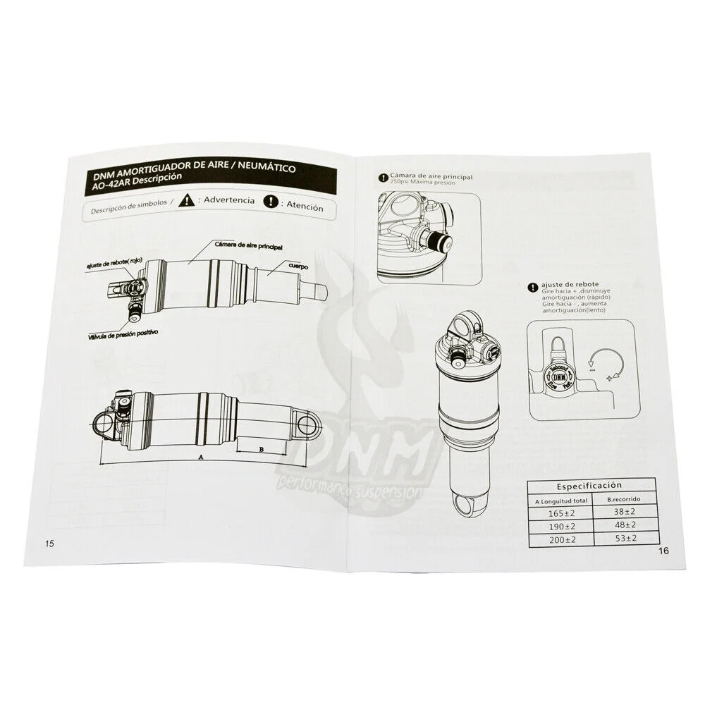 DNM AOY-38RC 190x50mm Mountain Bike Air Rear Shock With Lockout #ST2248
