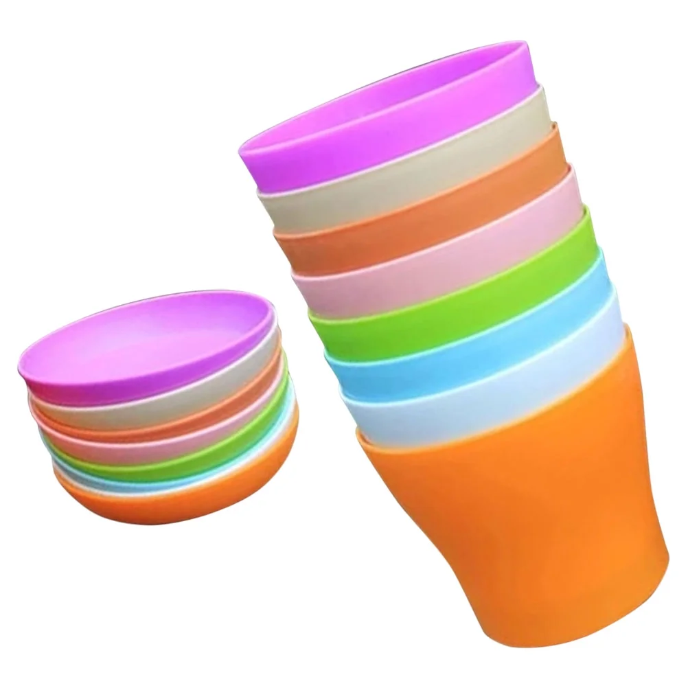 8pcs Plastic Flower Pot Flower Holder Flower Bonsai Pot Round Flower Pot with Tray