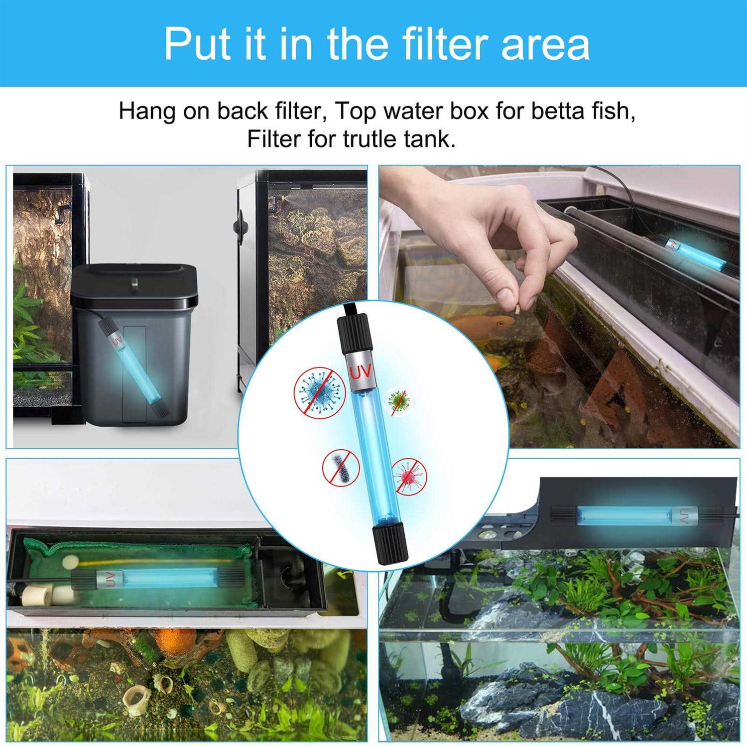 JAHEA UV Sterilizer for Aquarium,13 W Fish Tank Clean Light with Timer,Aquarium Green Killing Machine Waterproof Clean Submersible Lamp for Pond - Pet Supplies online store