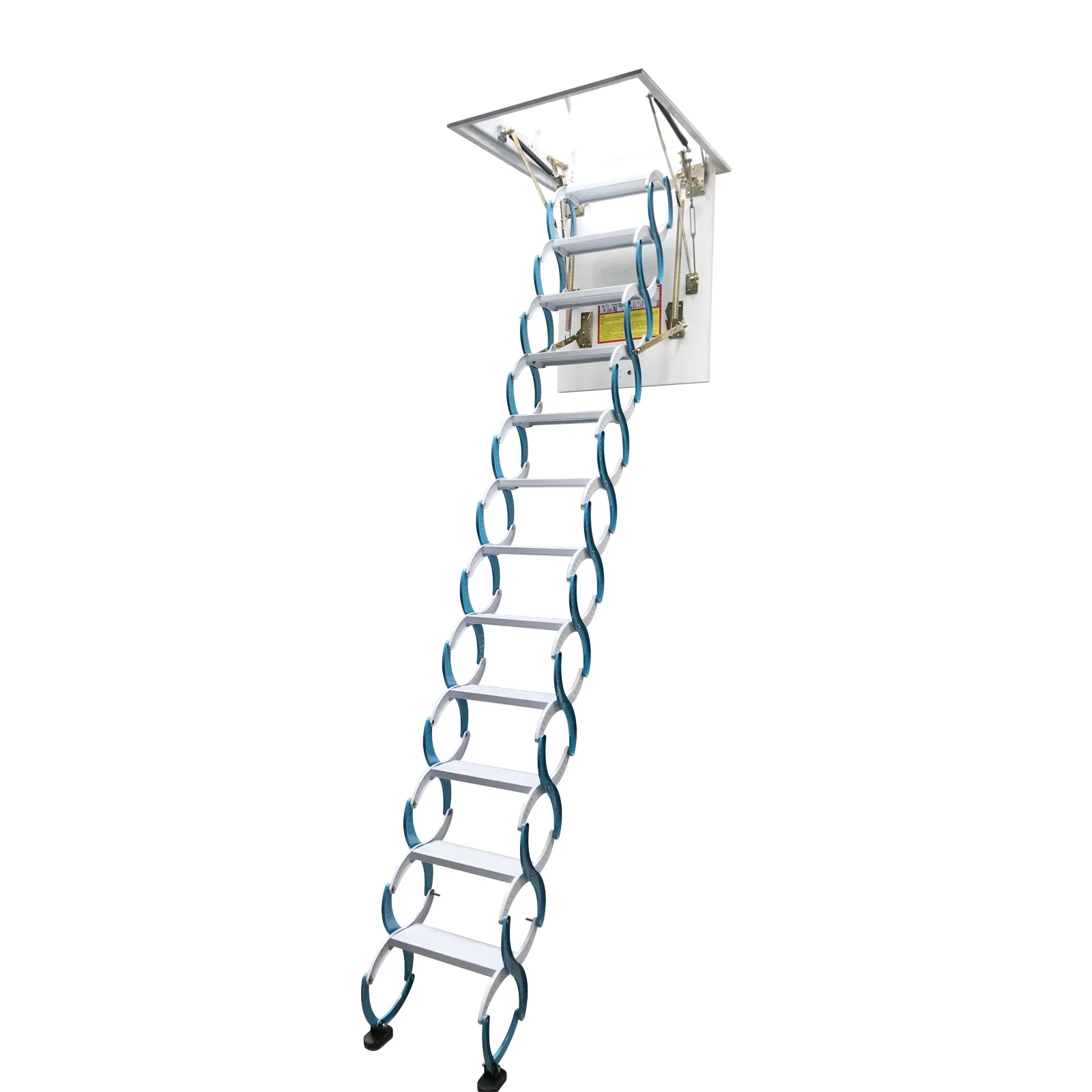 Techtongda Attic Ceiling Ladder Loft Wall Stair Attic Extension Ladder 9.8ft Vertial Height Blue-White Carbon Steel