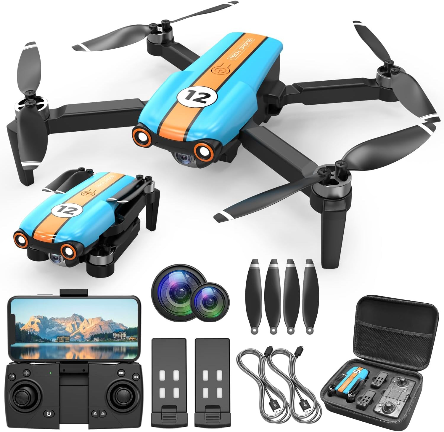 LMRC-12 Drone with 4K Camera for Adults Beginner, Foldable 2.4GHz FPV Drone for Kids 8-12, Less than 249g, 26 Mins Flight Time, RC Quadcopter Toys Gift with Brushless Motor, Altitude Hold, 2 Batteries