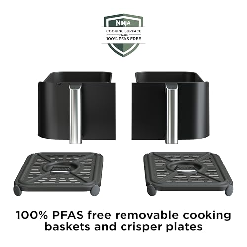 Ninja Foodi 10QT 6-in-1 DualZone Smart XL Air Fryer, 2 Independent 5QT Baskets, Smart Cook Thermometer, Match Cook, Smart Finish, Air Fry, Roast, Bake, Dehydrate, Reheat, Grey, DZ550