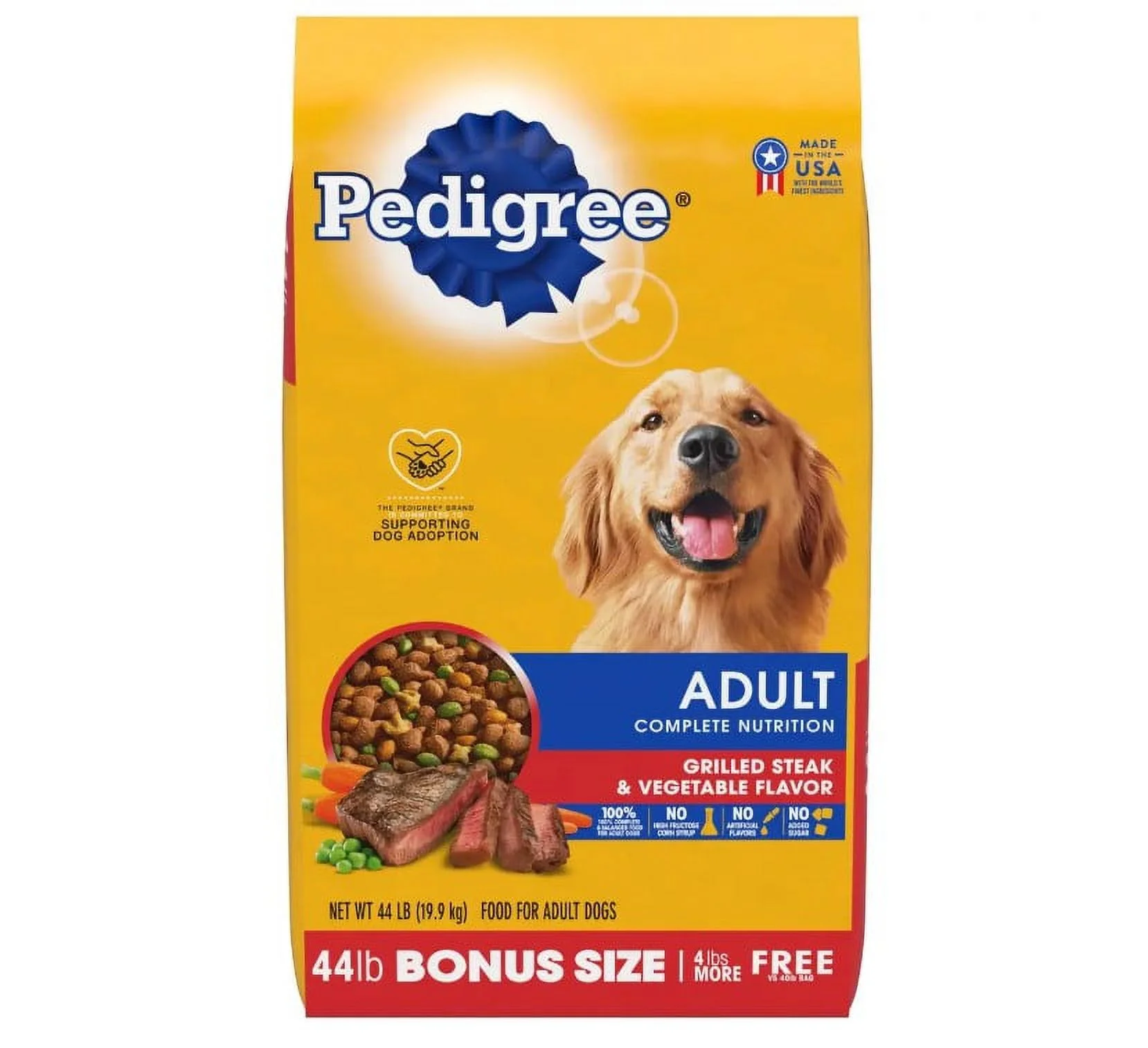 Pedigree Complete Nutrition Adult Grilled Steak and Vegetable Flavor Dry Dog Food 44 lb