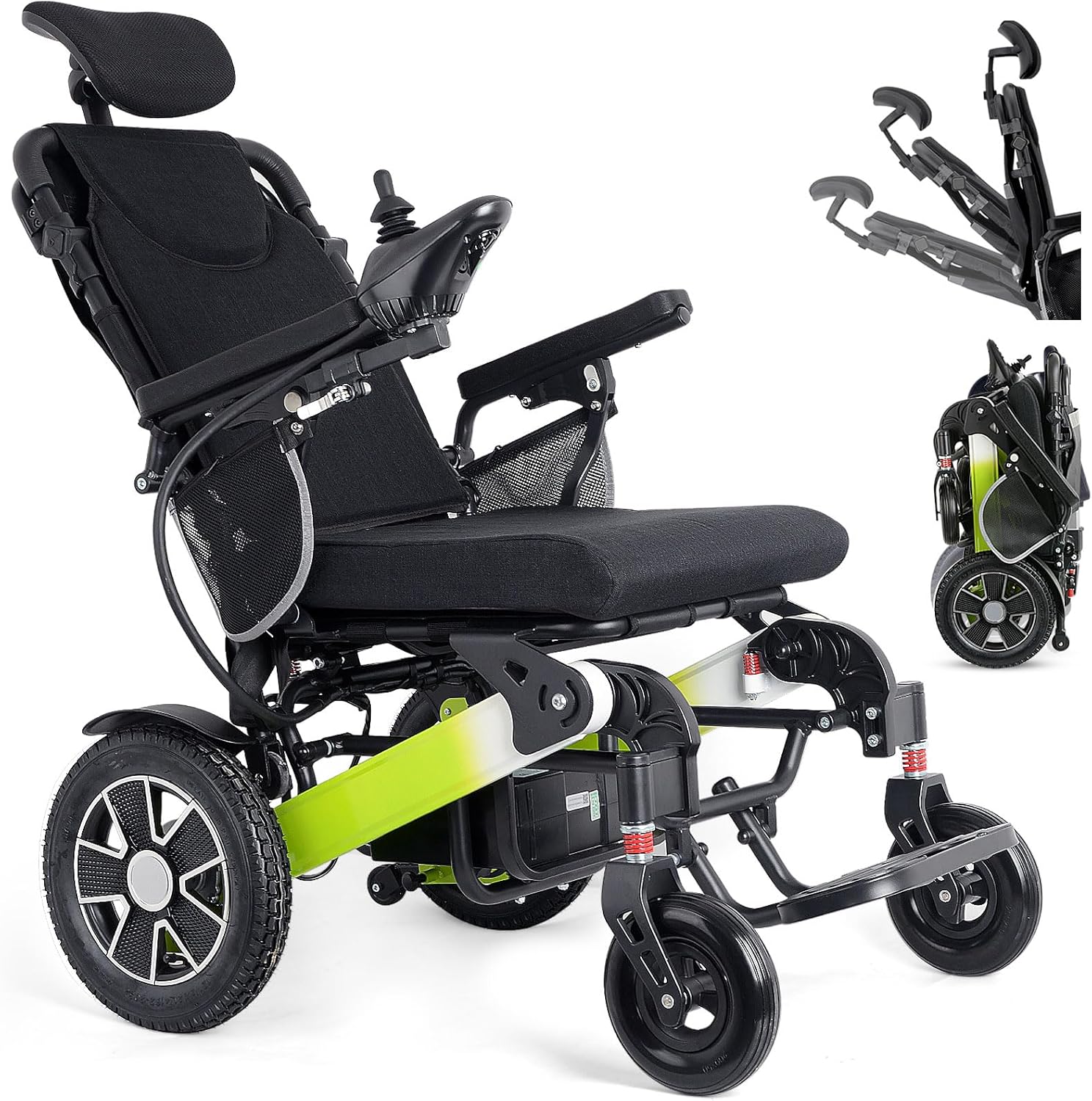 500W Reclining Electric Wheelchair for Adults, 21 Miles Long Travel Range, Intelligent Power Wheelchairs Foldable All Terrain Motorized Wheelchair for Seniors Compact Portable Airline Approved