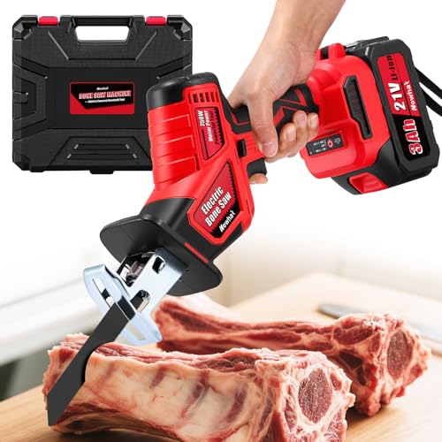 Newhai Electric Bone Saw Machine Handheld Cordless Butcher Saw with 4 Blades Battery Powered 3000mAh for Home Use