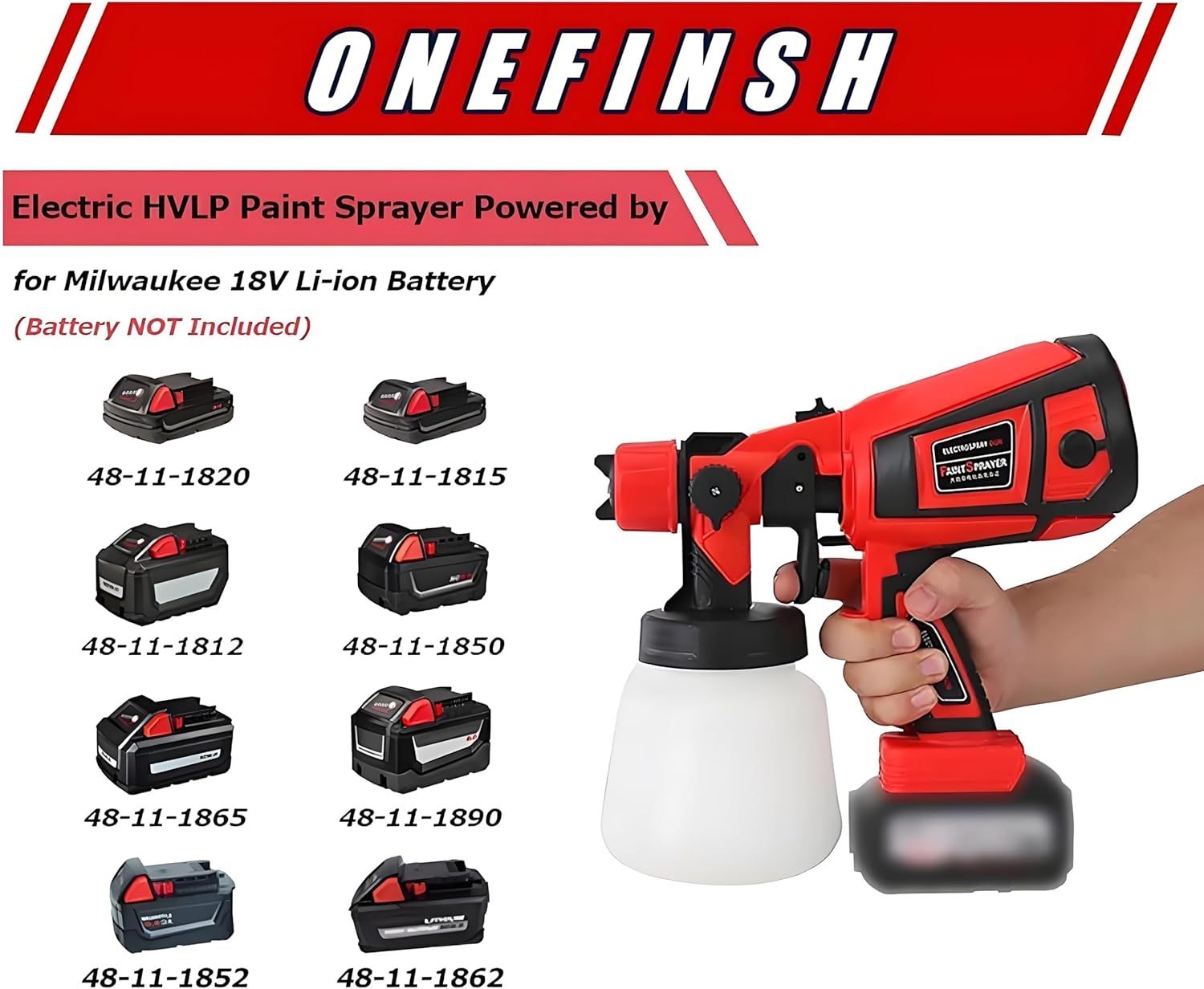 Paint Sprayer for Milwaukee M18 18V Battery, Cordless Paint Sprayer,Electric Spray Paint Gun for Home Interior and Exterior, House Painting,(No Battery)