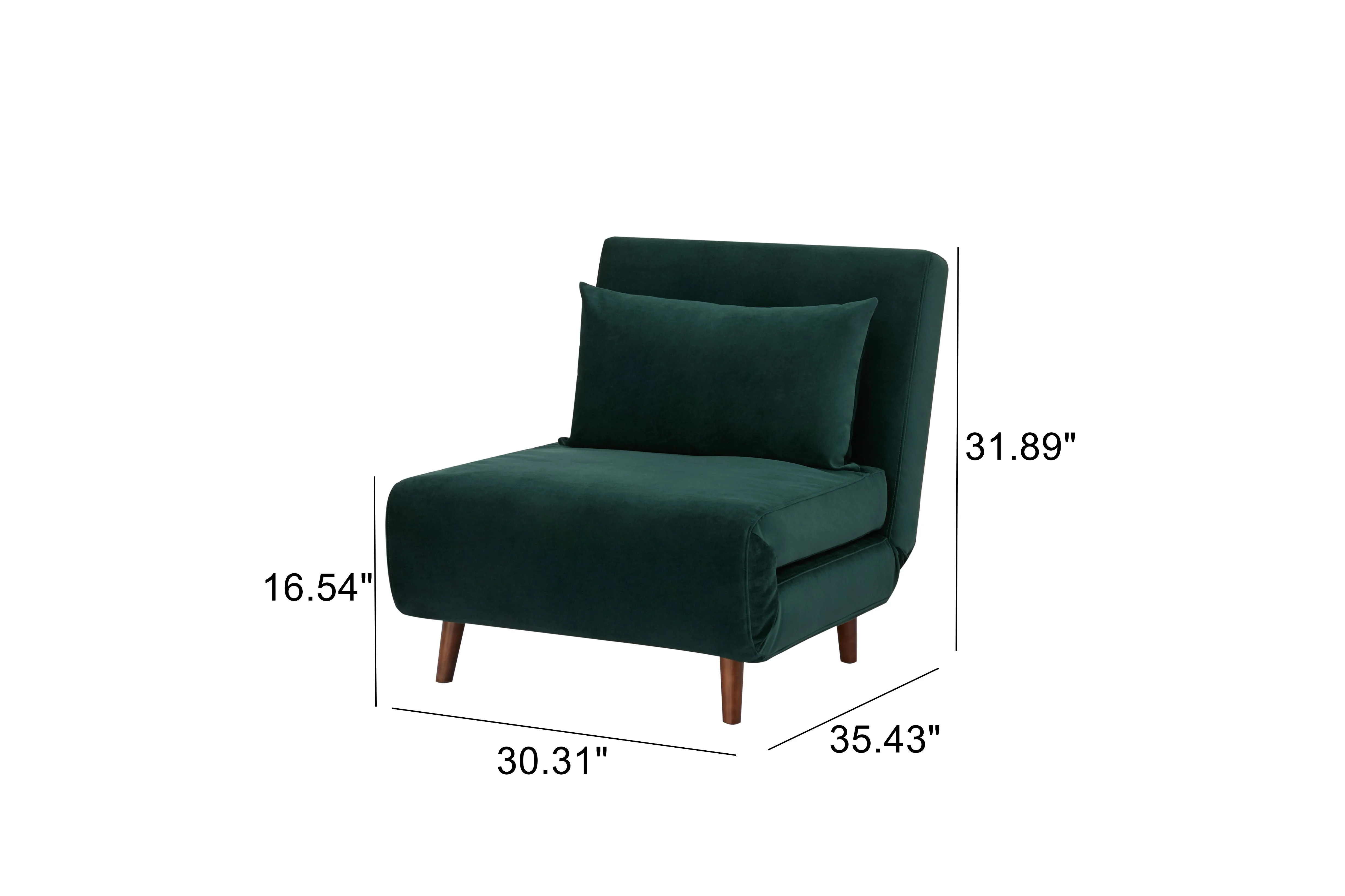 Artdeco Home Tustin Polyester Convertible Chair, Velvet Green