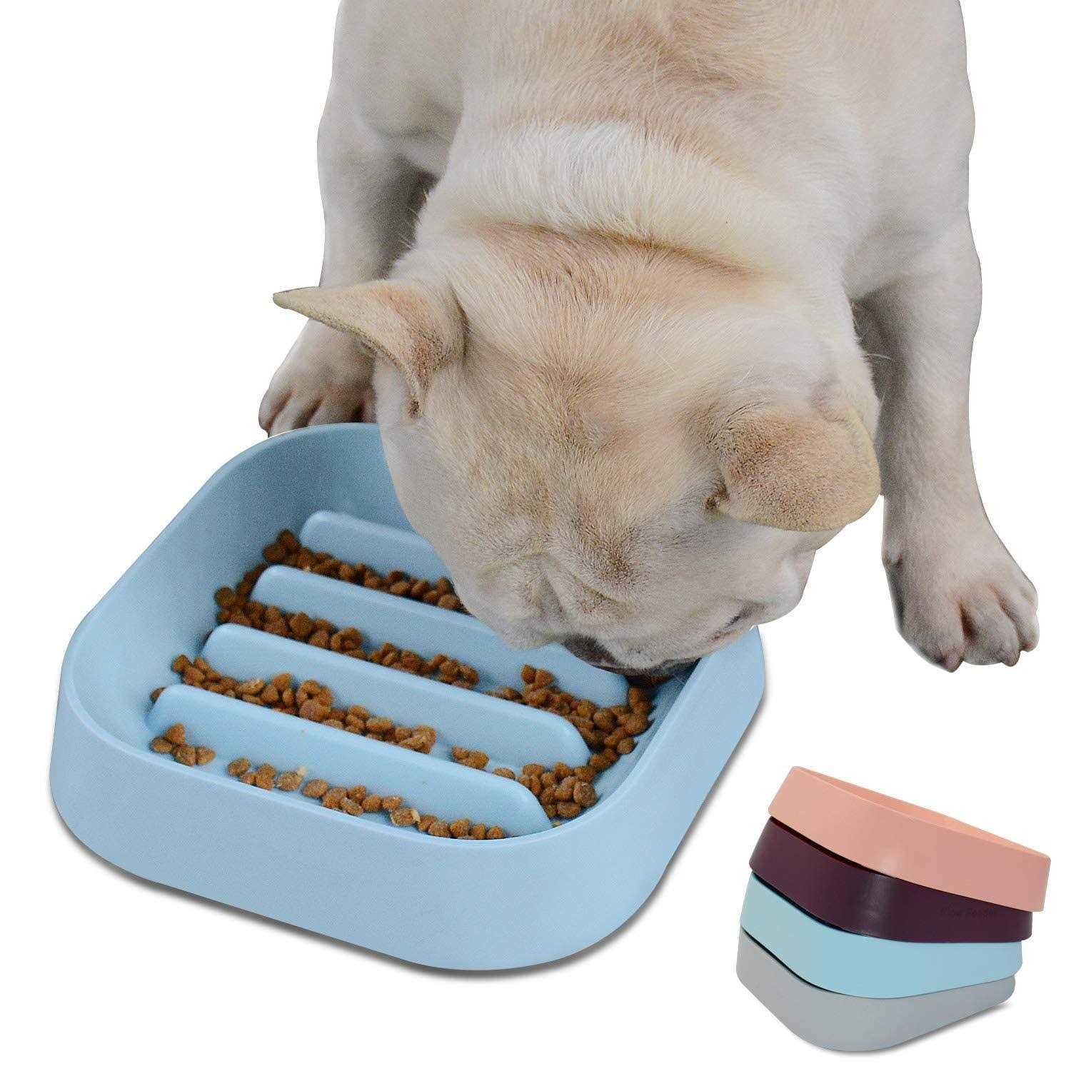 Hifrenchies Healthy Slow Feeding Dog Bowl for French Bulldog -Slow Feeder Dog Bowl No Chocking Dog Cat Food Bowl with Striped Shape Pattern - Pet Supplies online store