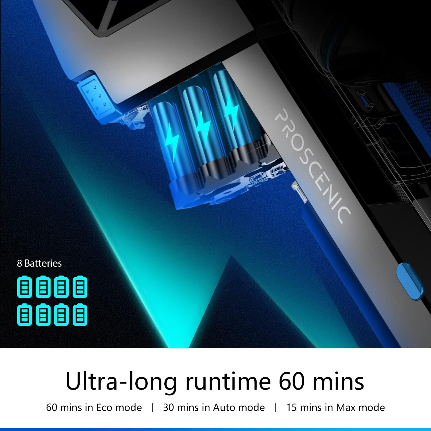 Proscenic P11 Smart Cordless Vacuum Cleaner, Up to 60mins Runtime, Handheld Vacuum with 30KPA Strong Suction Power, Smart App Integration, for Home, Carpet, Hard Floor, Pet Hair