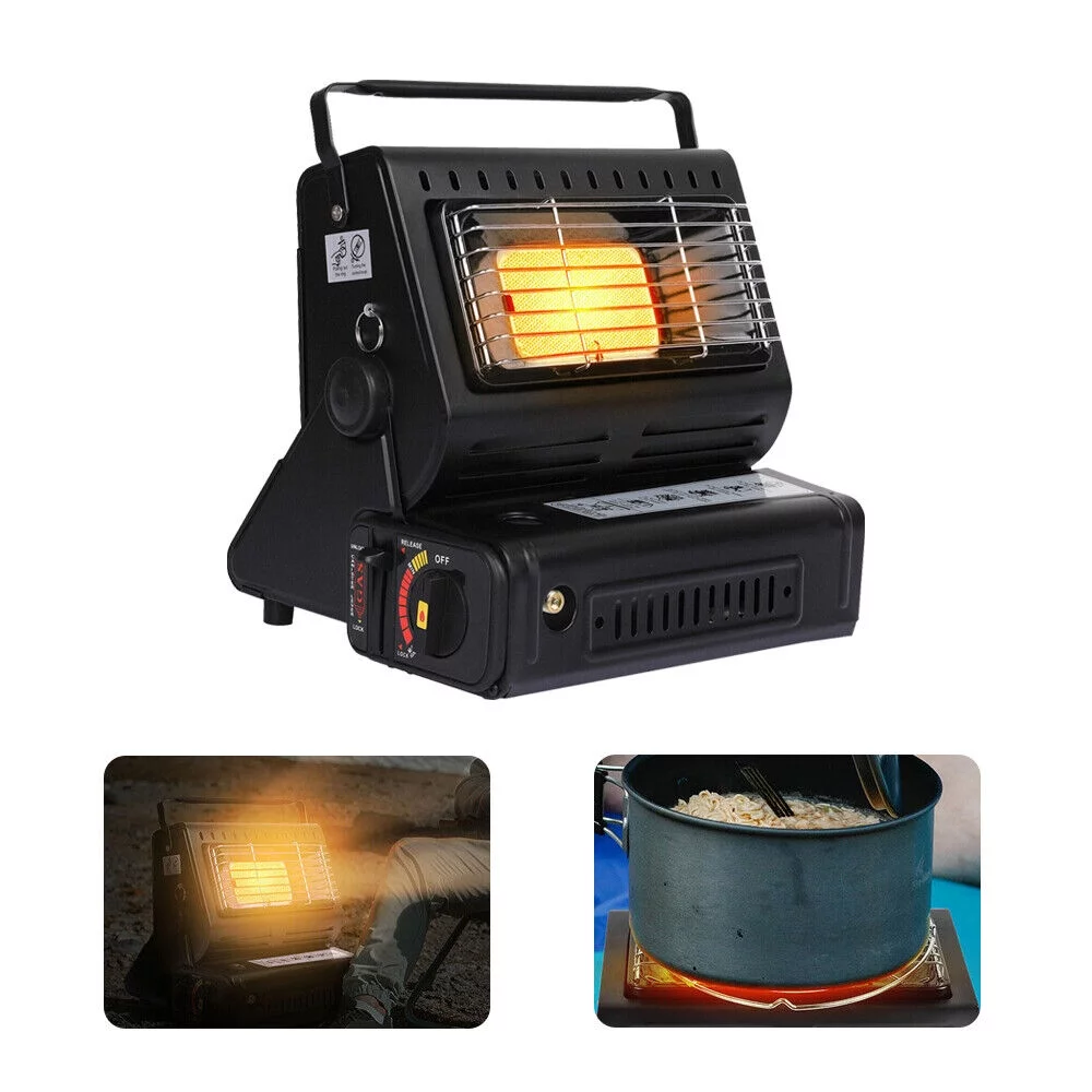 JahyShow Multifunctional Survival Heater, Suitable for Camps, Dual Purpose Butane Burner, Sleek Black Stainless Design