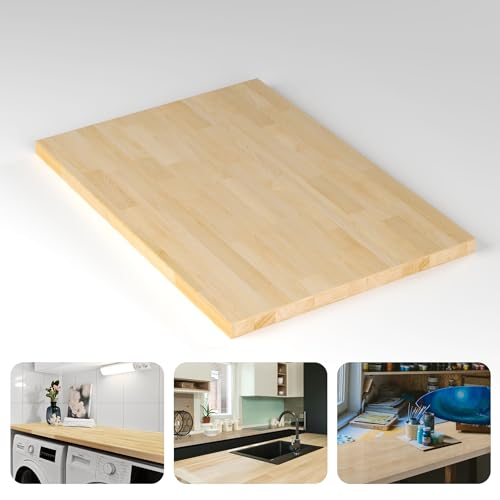 Butcher Block Counter Top, Durable and Sturdy Birch Solid Hardwood Countertop, Washer/Laundry Countertop, Table Top, Unfinished, 1.5