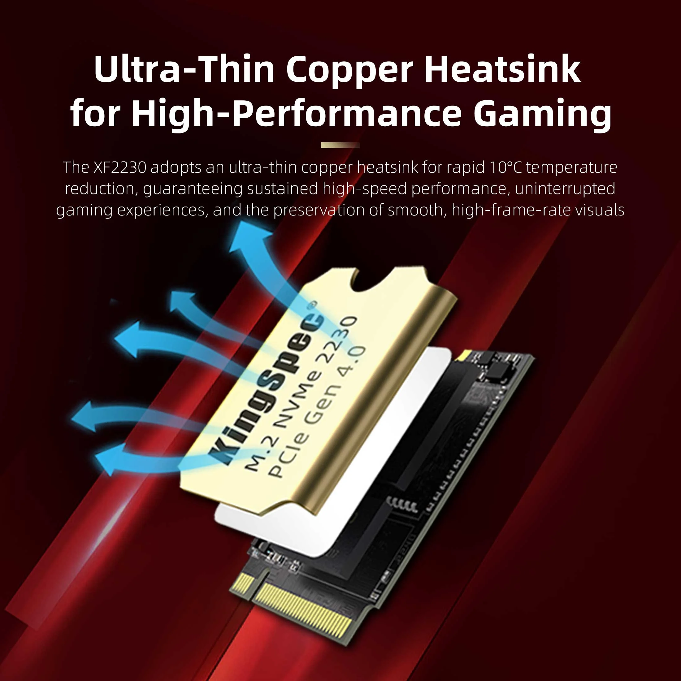 KingSpec XF 512GB M.2 2230 SSD PCIe 4.0, 5000MB/s Read Copper Heatsink, 3D NAND Flash, Compatible with Steam Deck/ASUS ROG Ally/Surface Pro