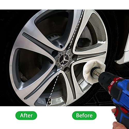 WORKEASE Buffing Wheel for Drill 2, Flannelette Polishing Wheels Mixed Polish Head Kit with 1/4'' Shaft for Car Wheel Aluminum Stainless Steel Chrome Manifold Washing & Polishing