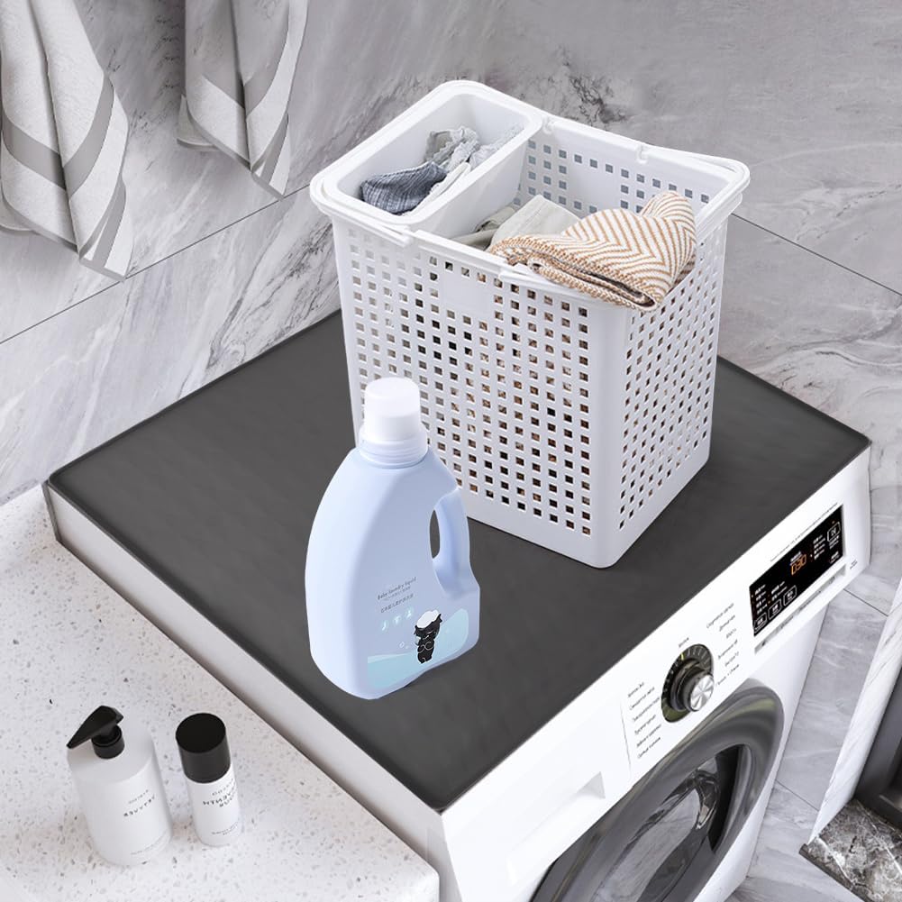 Washer and Dryer Covers for the Top, 23.6'' x 19.7'' Silicone Washer and Dryer Top Protector, Laundry Room Non-slip Washable Mat for Top of Washing Machine Cover