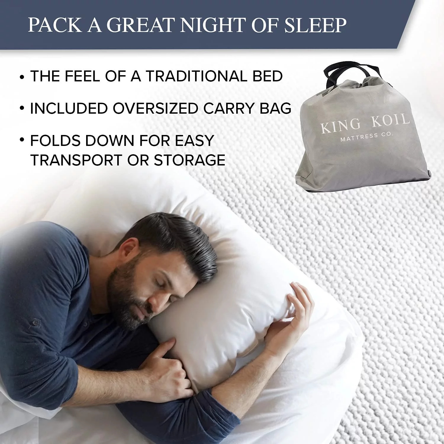 King Koil 20in Twin Air Mattress with Built-in Pump - Double High Elevated Raised Airbed for Guests with Comfortable Top Inflatable Bed with 1-Year Guarantee from The Manufacturer