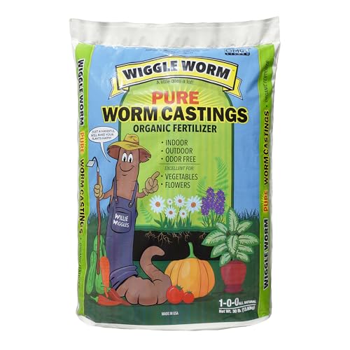 100% Pure Organic Worm Castings Fertilizer, 30-Pounds - Improves Soil Fertility and Aeration for Houseplants, Vegetables, Gardens, and More – OMRI-Listed and Mineral-Dense