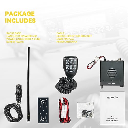 Retevis GMRS Communicate Kit, RT97 GMRS Base Repeater, RA87 GMRS Radios, HA1G GMRS Two Way Radio 2 Pack, GMRS Base Antenna, MR300 Fiberglass GMRS Antenna, Long Range Relay Communication Set